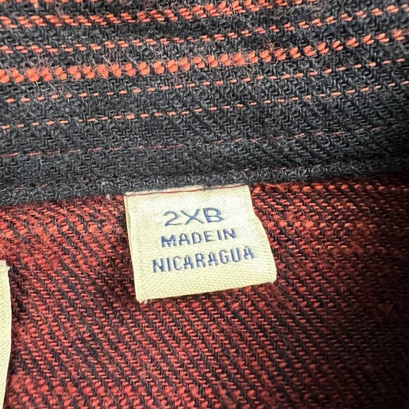 Rowm Big Man 2XB Shirt Red and Black Striped Button-Up Long Sleeve Light Flannel - Picture 5 of 12